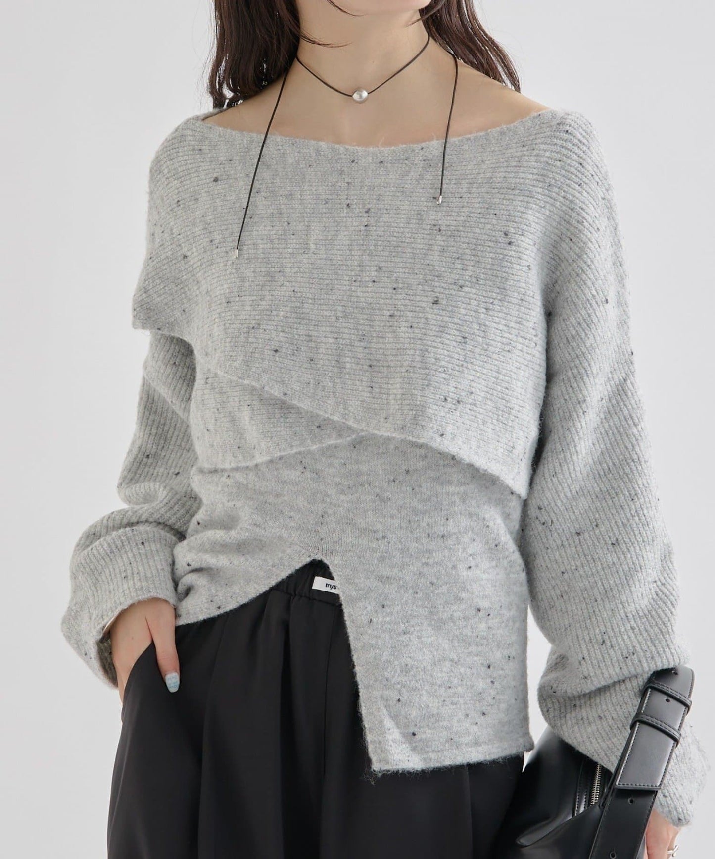 mystic 交叉針織開衩上衣+吊帶背心set