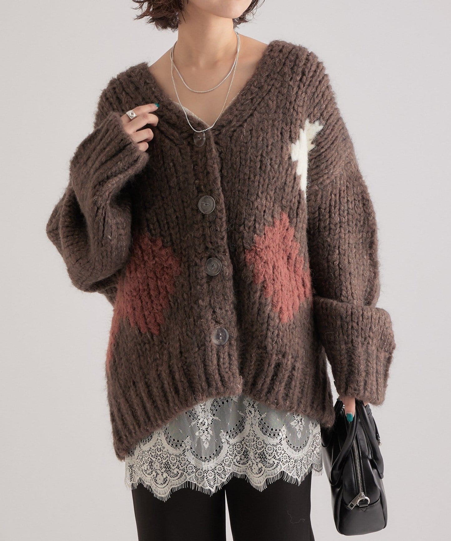 mystic 菱形針織Cardigan