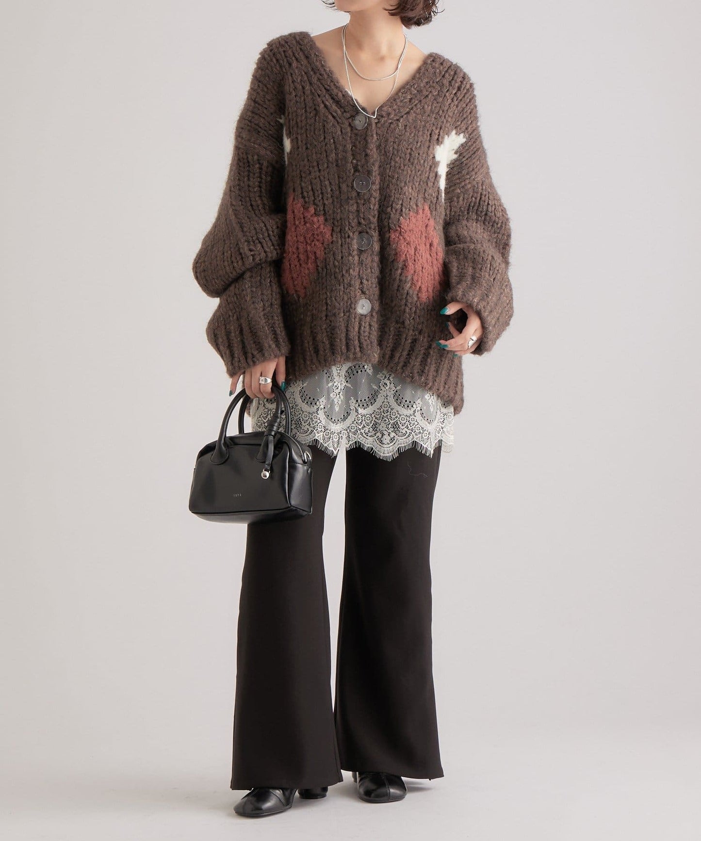 mystic 菱形針織Cardigan