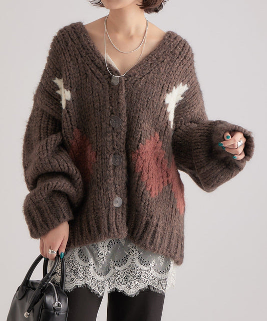 mystic 菱形針織Cardigan