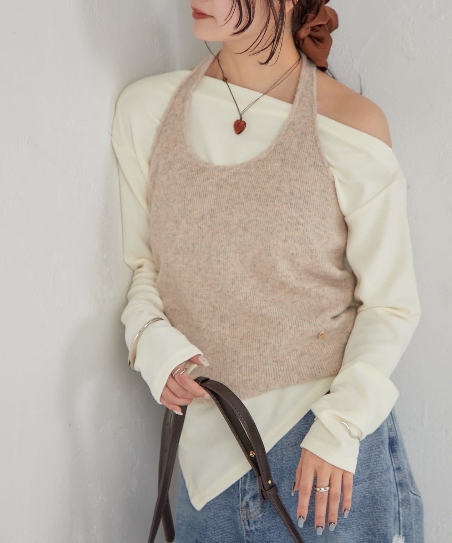 mystic Halter bustier set long T-shirt