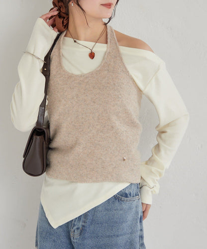 mystic Halter bustier set long T-shirt