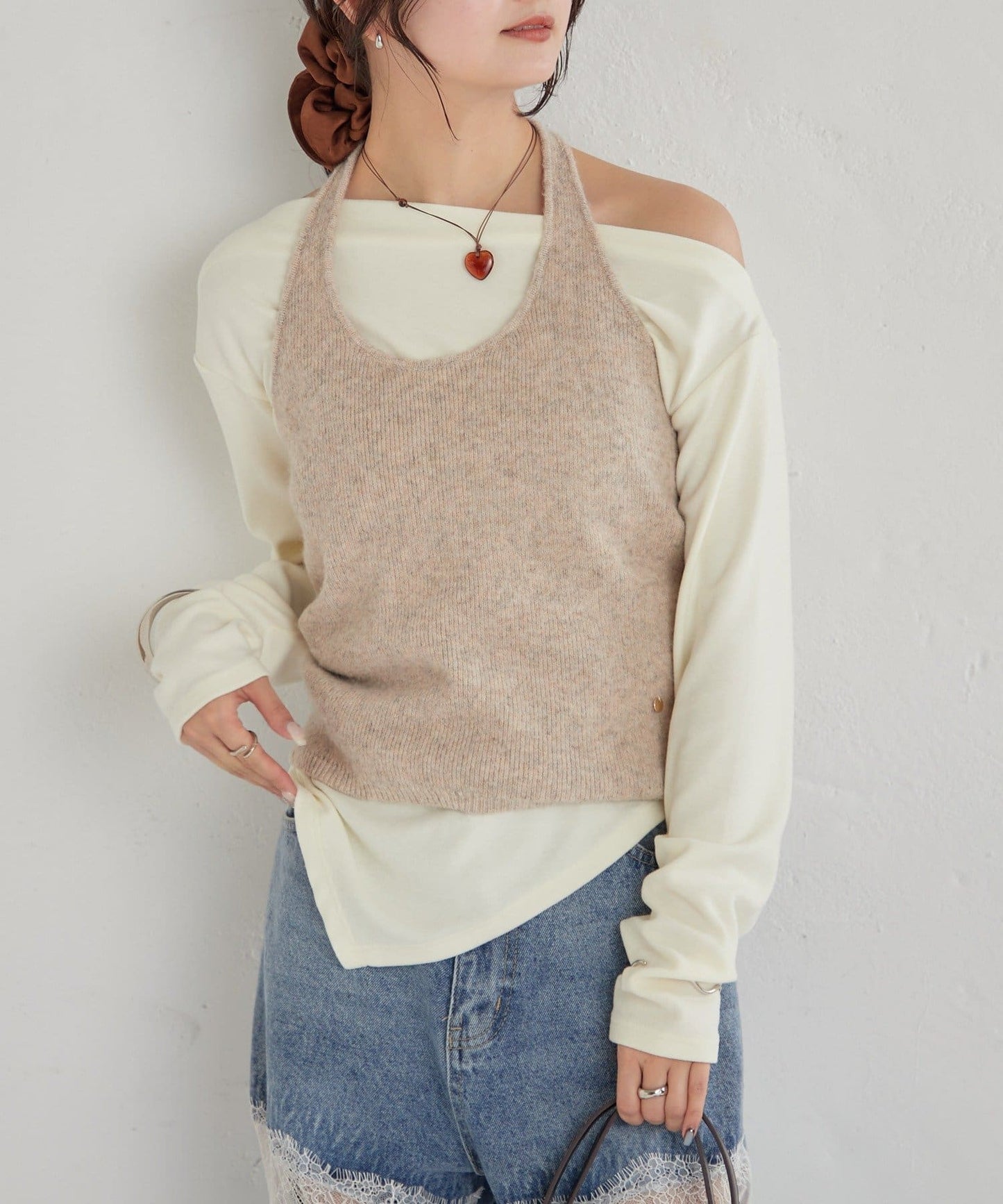 mystic Halter bustier set long T-shirt