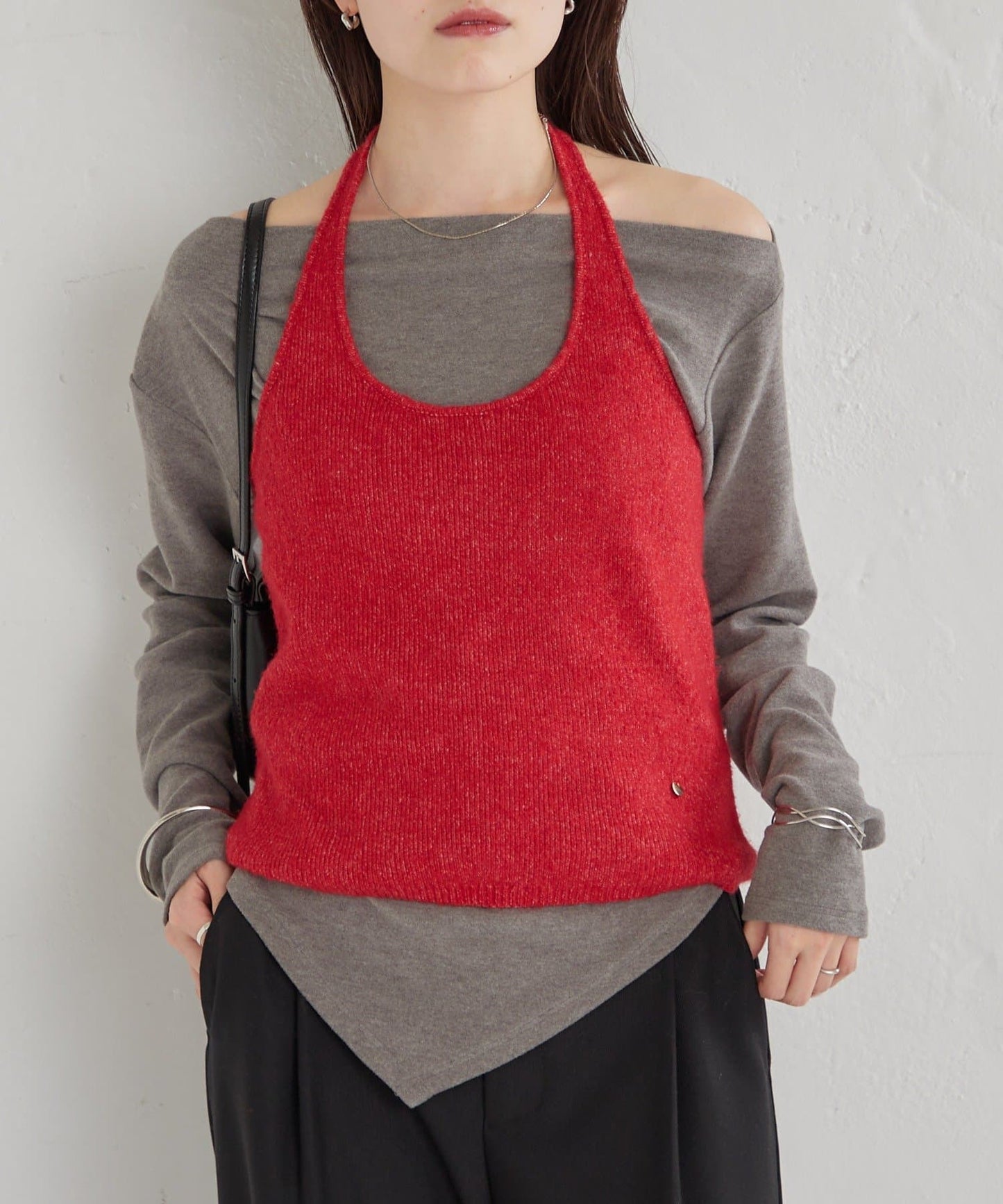 mystic Halter bustier set long T-shirt