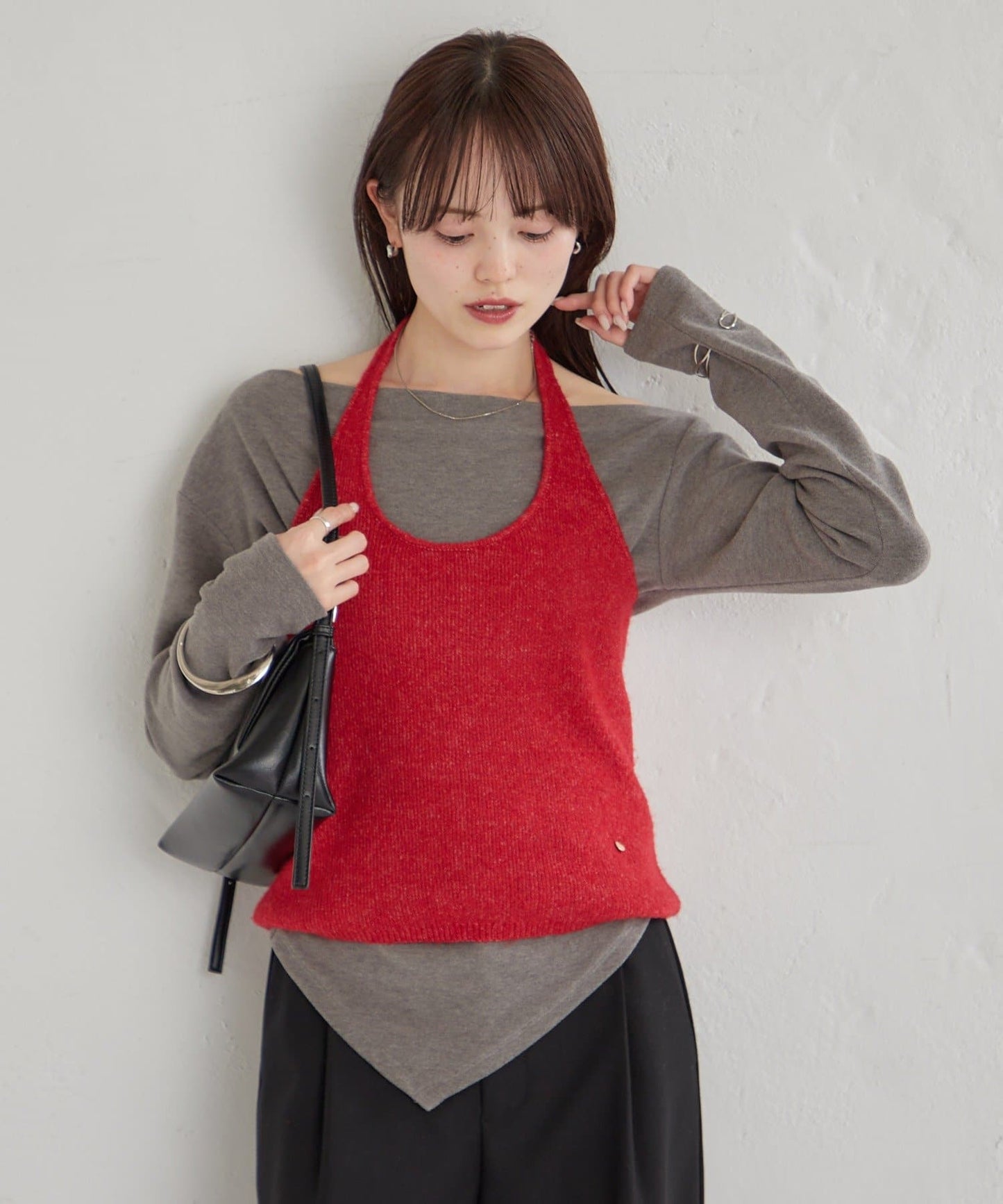 mystic Halter bustier set long T-shirt