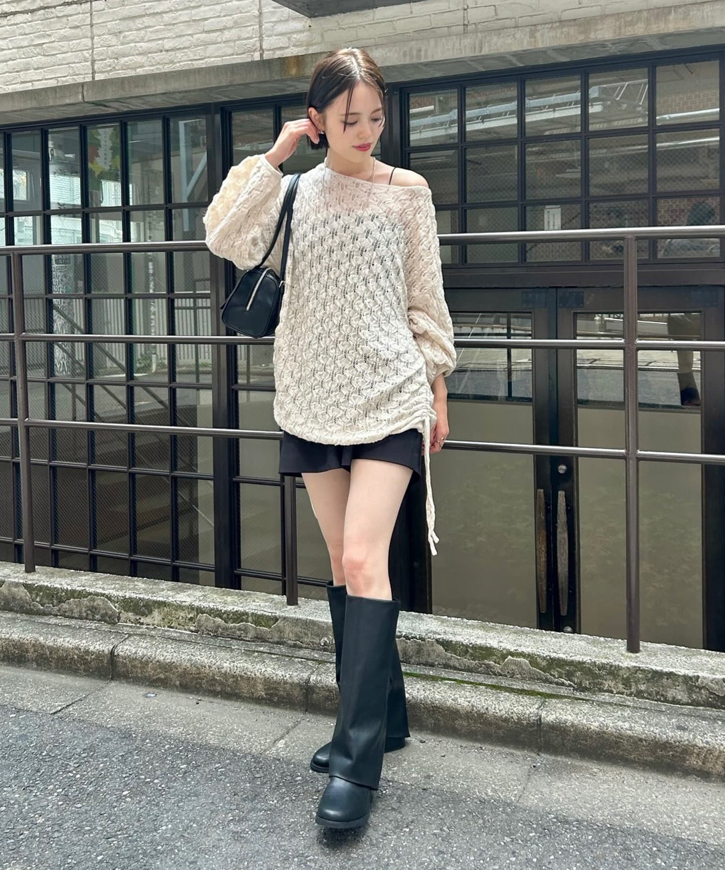 mystic 薄抽繩針織