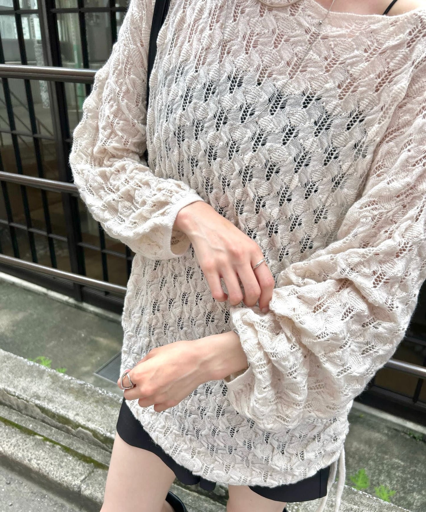 mystic 薄抽繩針織