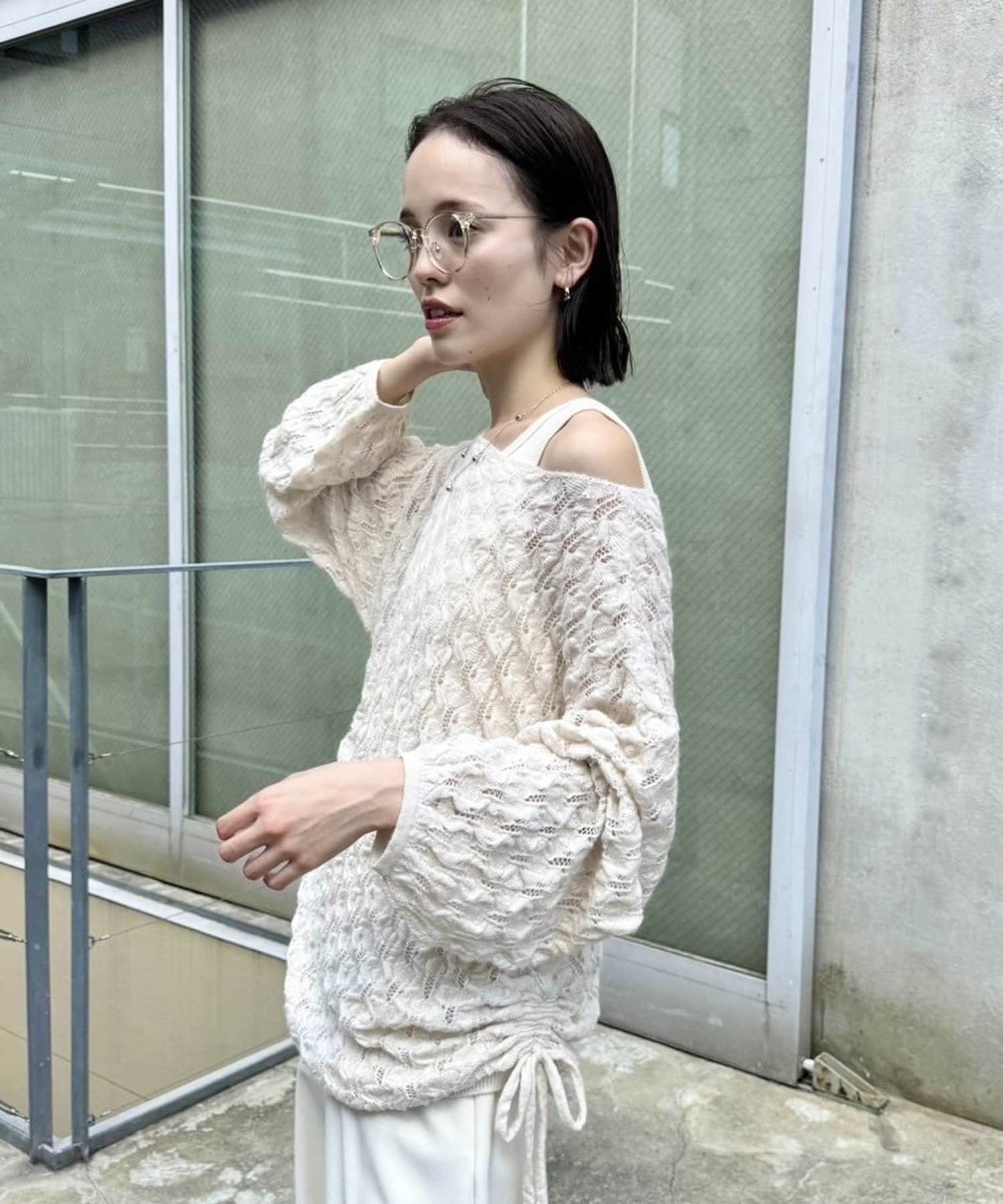 mystic 薄抽繩針織