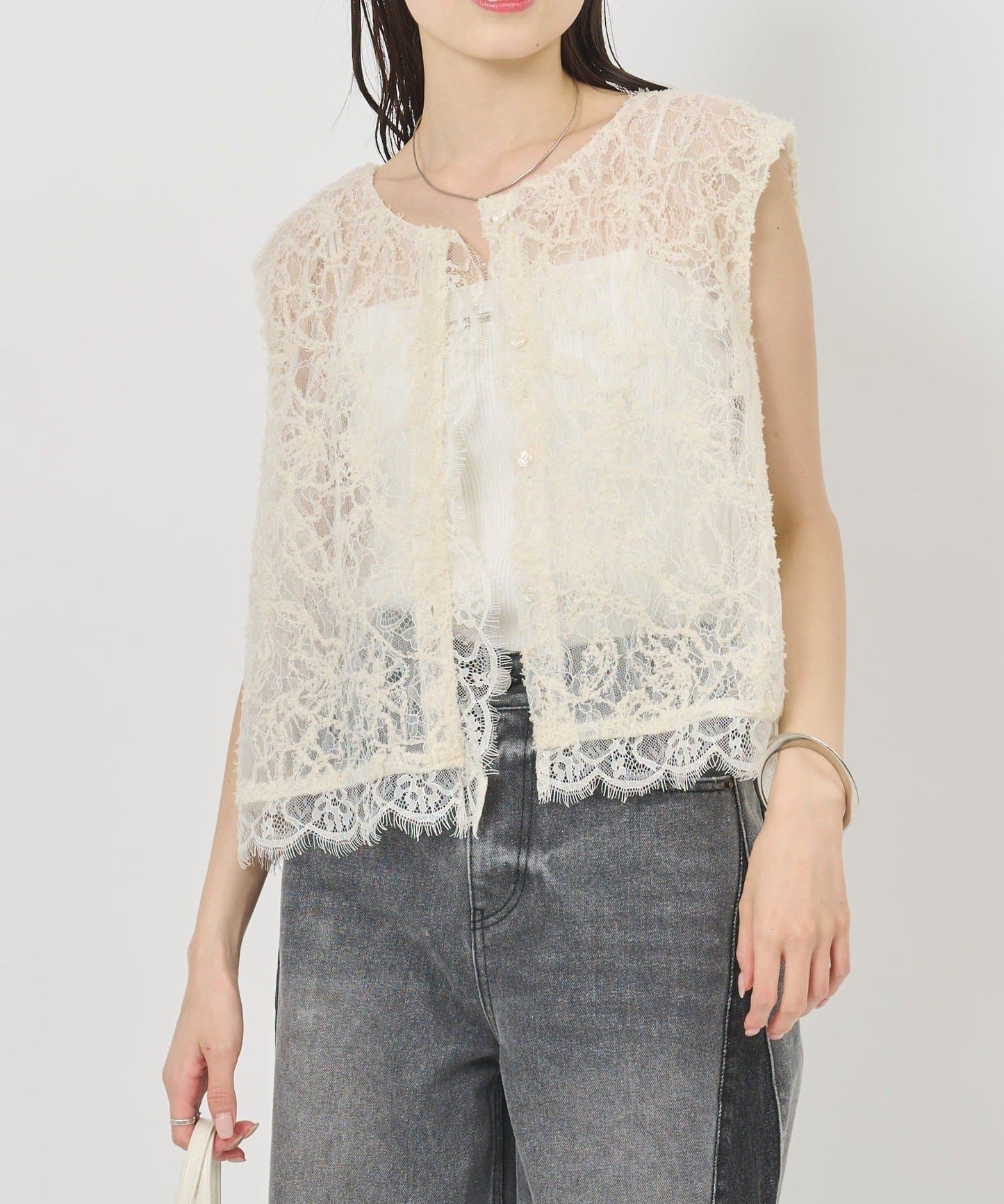 [2件SET] mystic Multi-way lace layered jacket