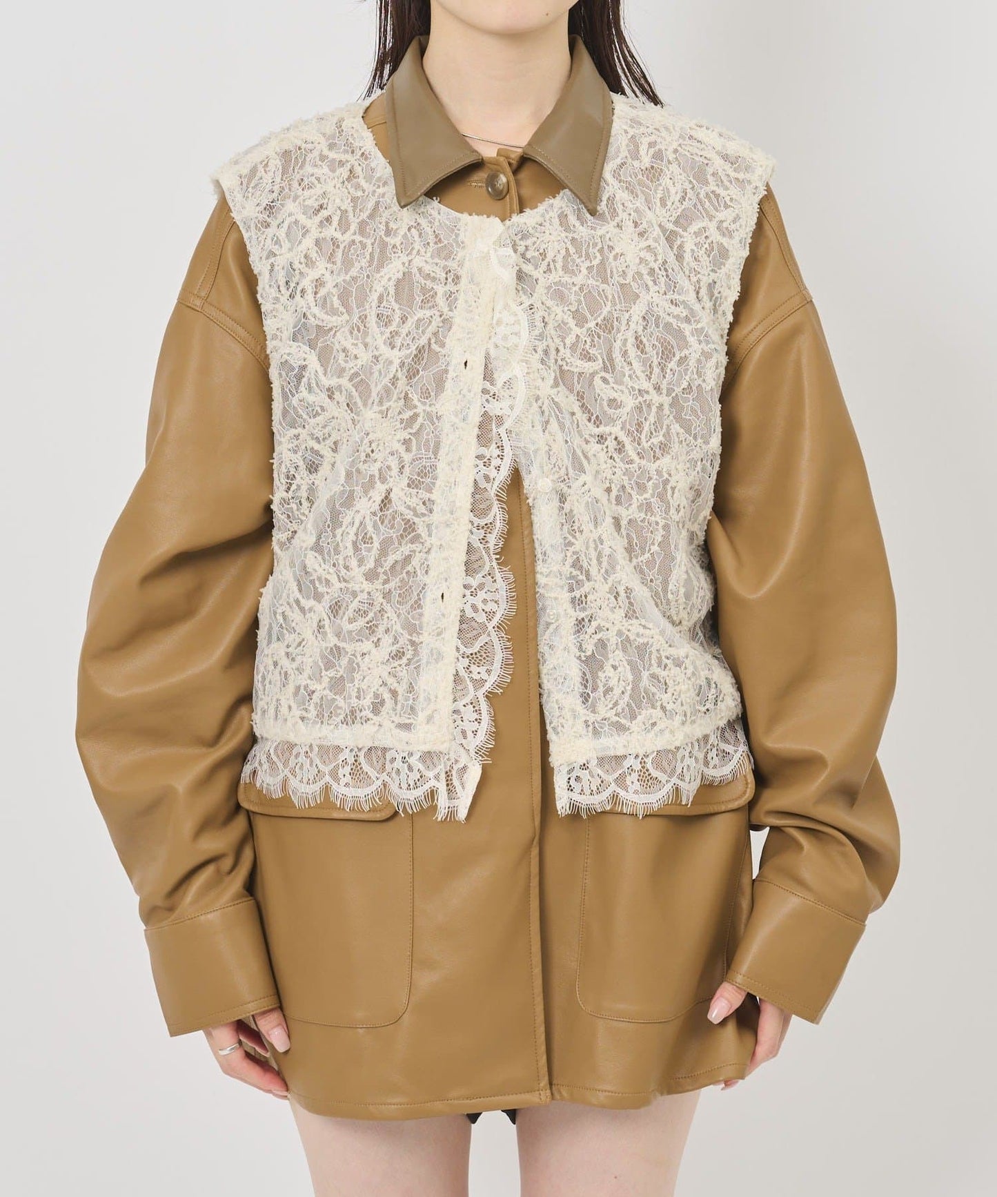 [2件SET] mystic Multi-way lace layered jacket