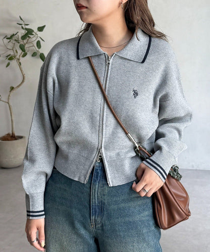 CPCM x U.S. POLO ASSN. Zip cardigan with collar