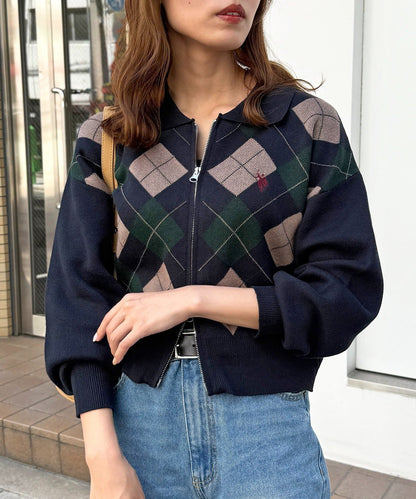 CPCM x U.S. POLO ASSN. Zip cardigan with collar