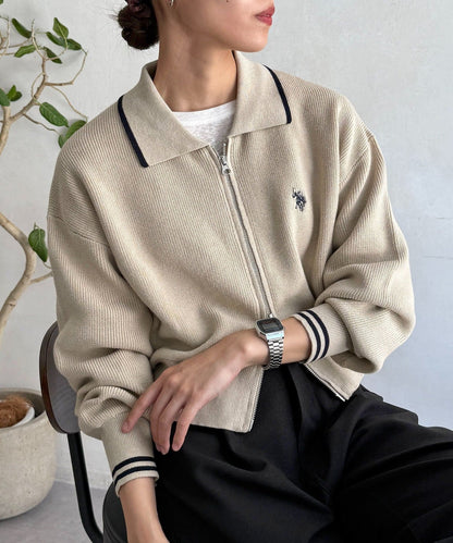 CPCM x U.S. POLO ASSN. Zip cardigan with collar
