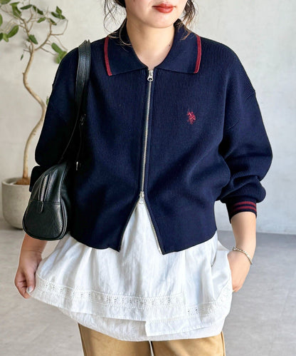 CPCM x U.S. POLO ASSN. Zip cardigan with collar
