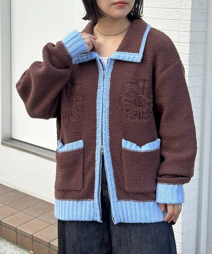 CPCM 拼色花花cardigan