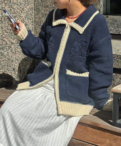 CPCM 拼色花花cardigan