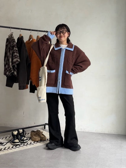 CPCM 拼色花花cardigan