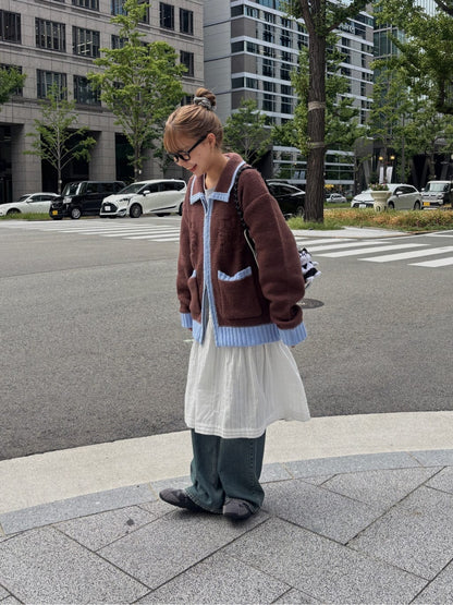 CPCM 拼色花花cardigan