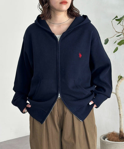 CPCM x U.S. POLO ASSN. Sweat-like knit zip hoodie
