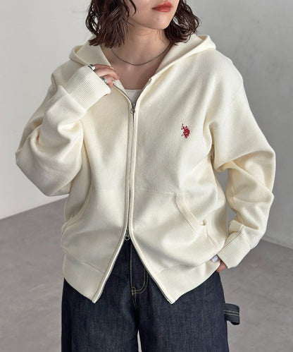 CPCM x U.S. POLO ASSN. Sweat-like knit zip hoodie