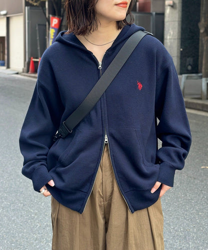 CPCM x U.S. POLO ASSN. Sweat-like knit zip hoodie