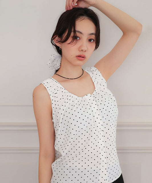 titivate Gathered design sleeveless blouse + 髮圈 - Image 1