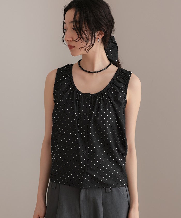 titivate Gathered design sleeveless blouse + 髮圈 - Image 4
