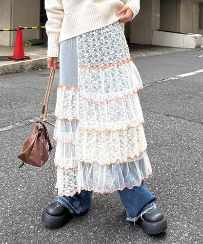 HELLO.SANFRANCISCO 2 Way Lace 拼接層層裙
