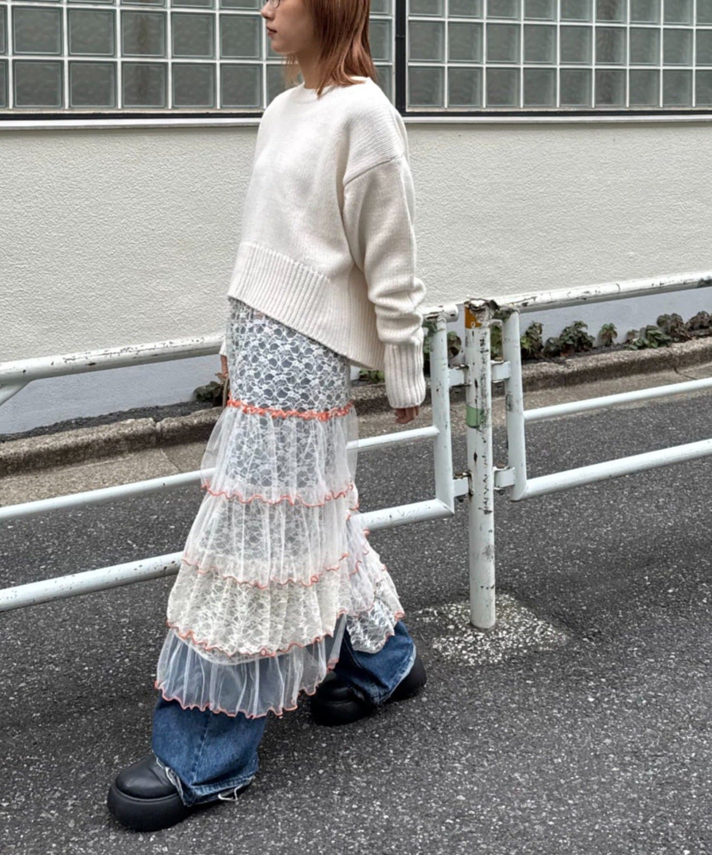 HELLO.SANFRANCISCO 2 Way Lace 拼接層層裙