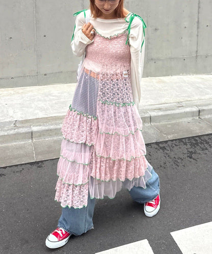 HELLO.SANFRANCISCO 2 Way Lace 拼接層層裙