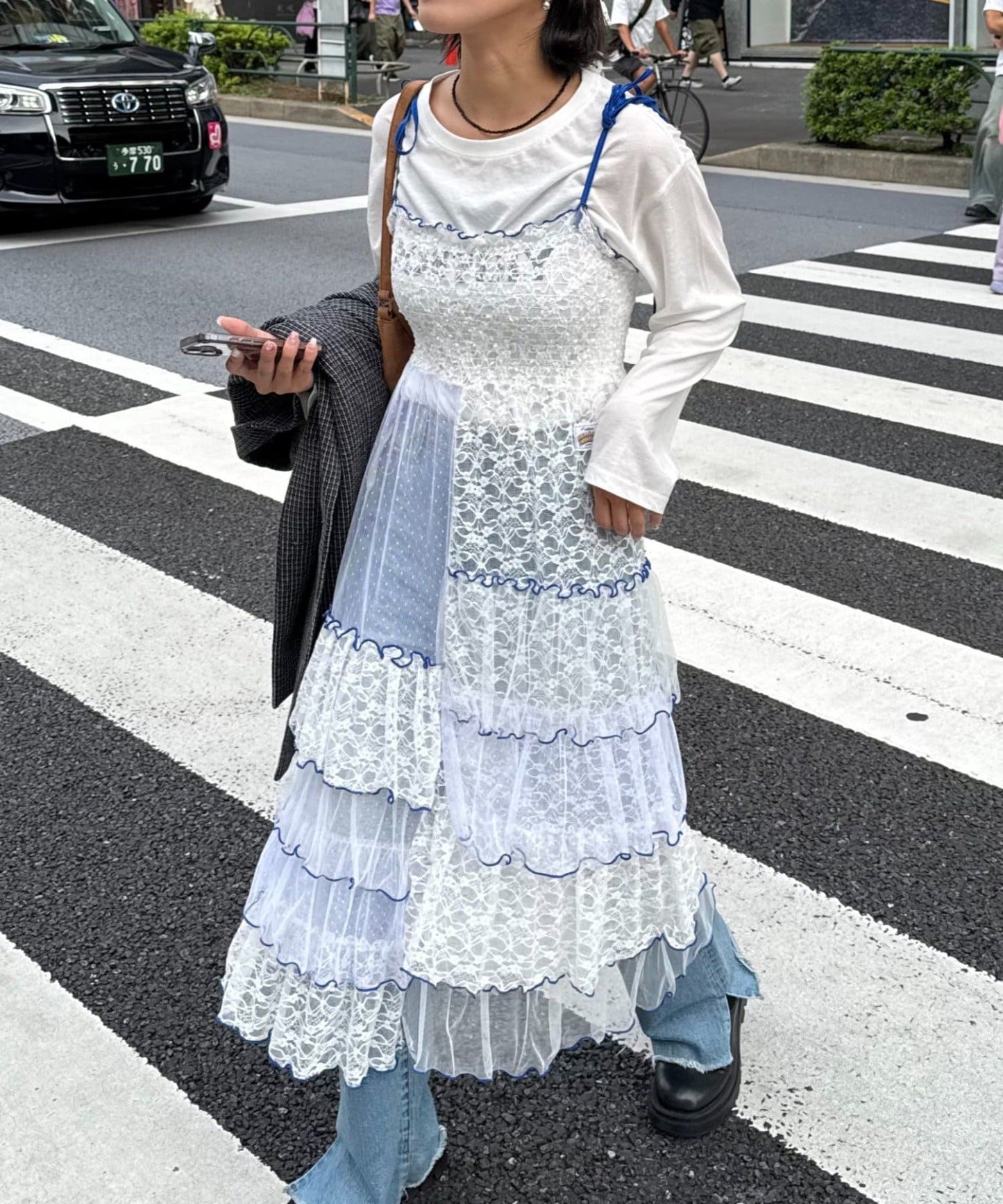 HELLO.SANFRANCISCO 2 Way Lace 拼接層層裙