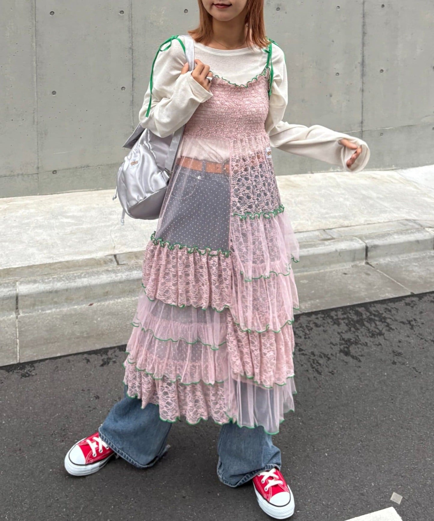 HELLO.SANFRANCISCO 2 Way Lace 拼接層層裙