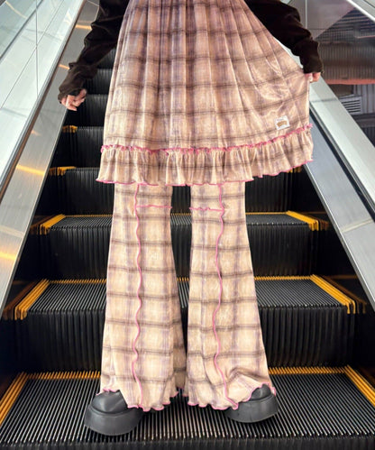 HELLO.SANFRANCISCO 格紋mellow喇叭褲