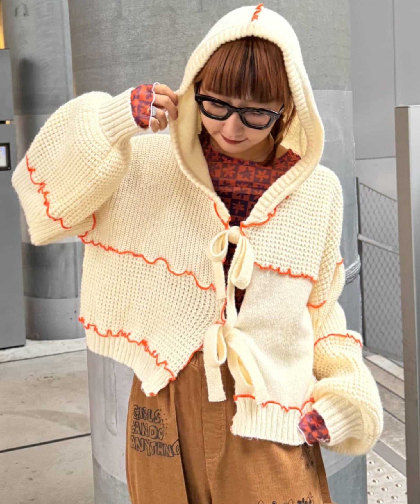 HELLO.SANFRANCISCO 拼色 mellow patchwork hoodie cardigan