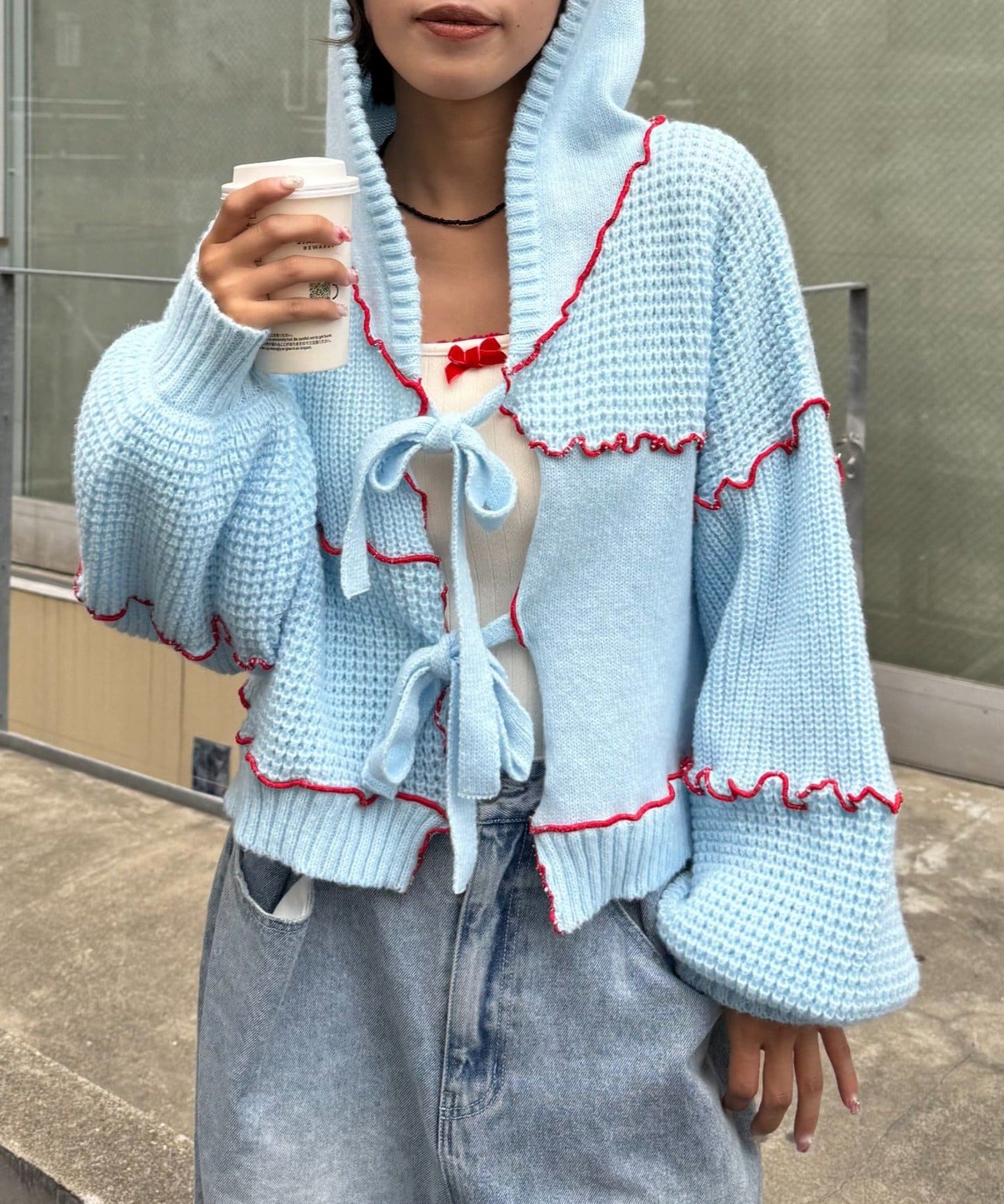 HELLO.SANFRANCISCO 拼色 mellow patchwork hoodie cardigan