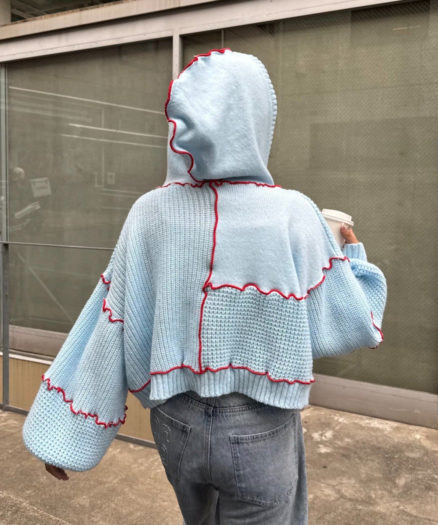 HELLO.SANFRANCISCO 拼色 mellow patchwork hoodie cardigan