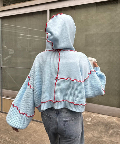 HELLO.SANFRANCISCO 拼色 mellow patchwork hoodie cardigan