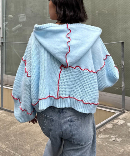 HELLO.SANFRANCISCO 拼色 mellow patchwork hoodie cardigan