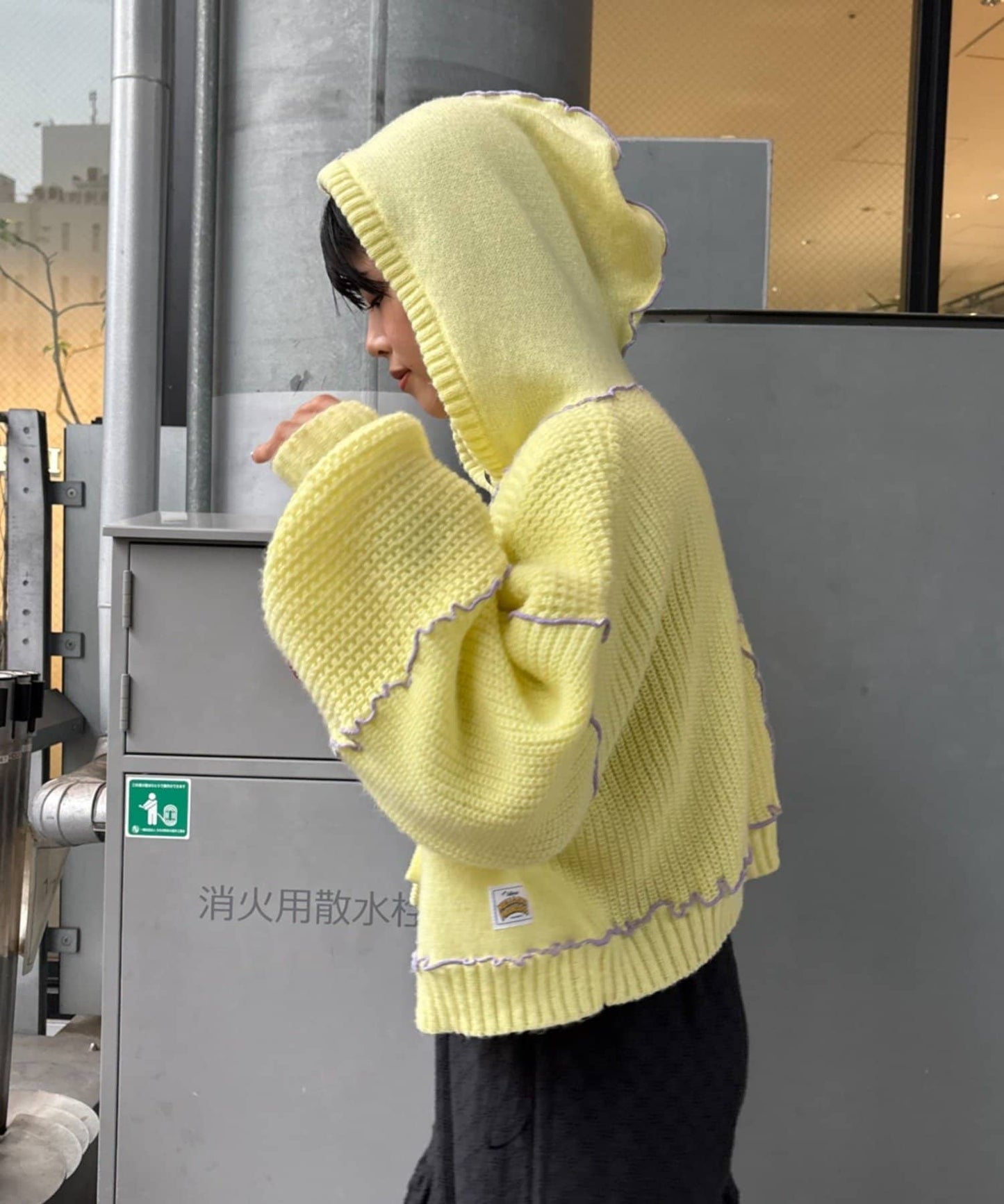 HELLO.SANFRANCISCO 拼色 mellow patchwork hoodie cardigan