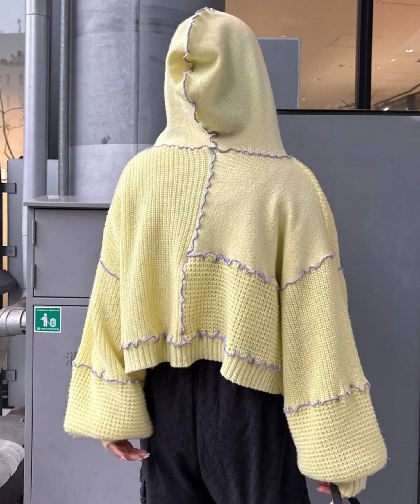 HELLO.SANFRANCISCO 拼色 mellow patchwork hoodie cardigan