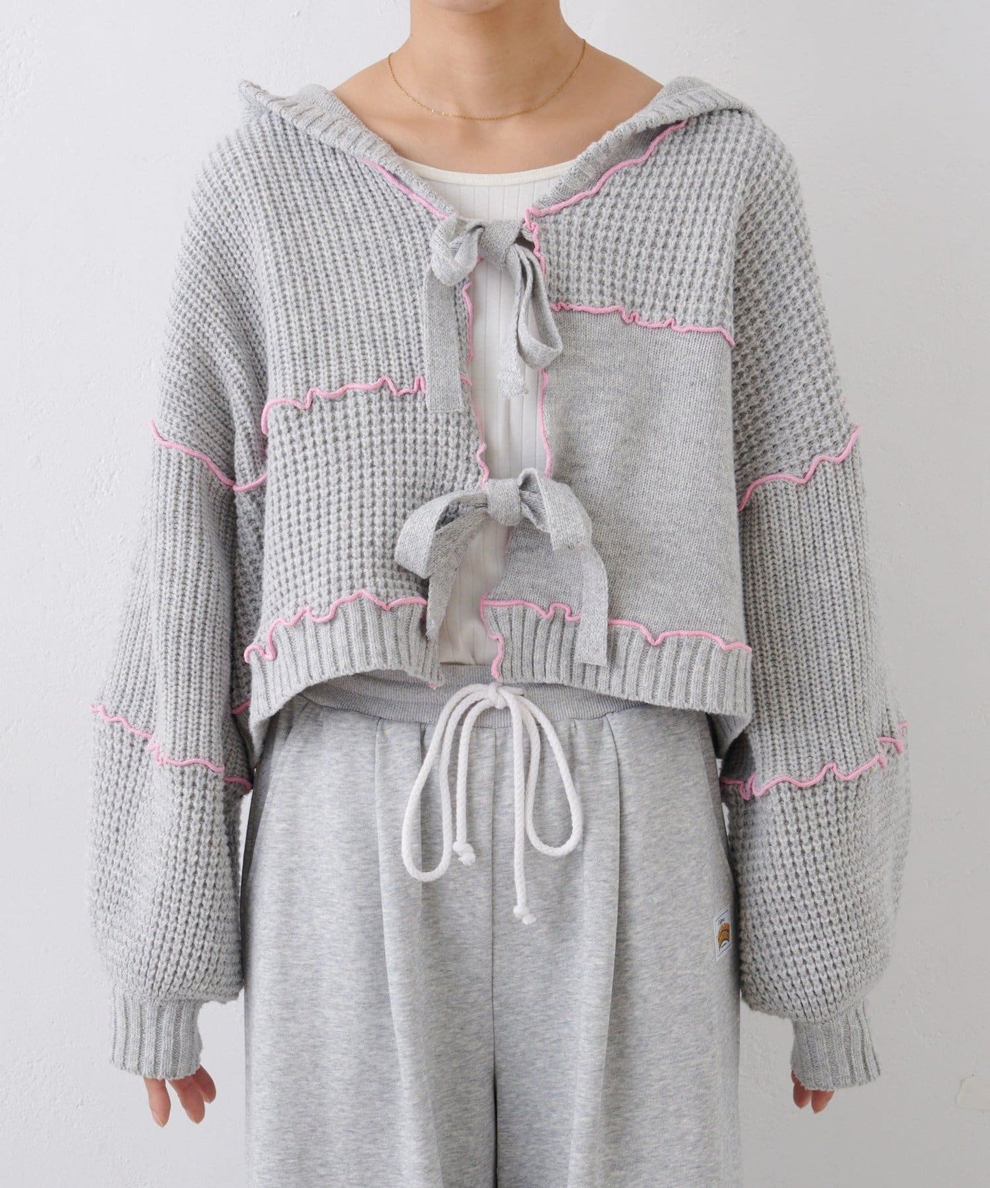 HELLO.SANFRANCISCO 拼色 mellow patchwork hoodie cardigan