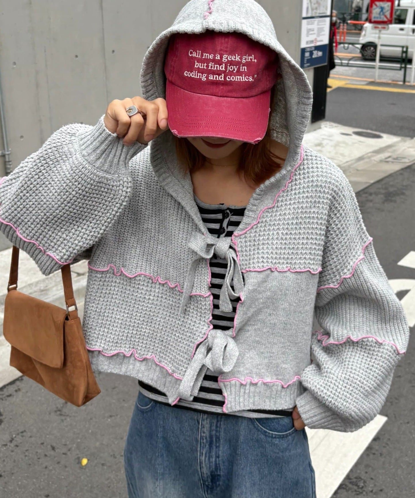 HELLO.SANFRANCISCO 拼色 mellow patchwork hoodie cardigan
