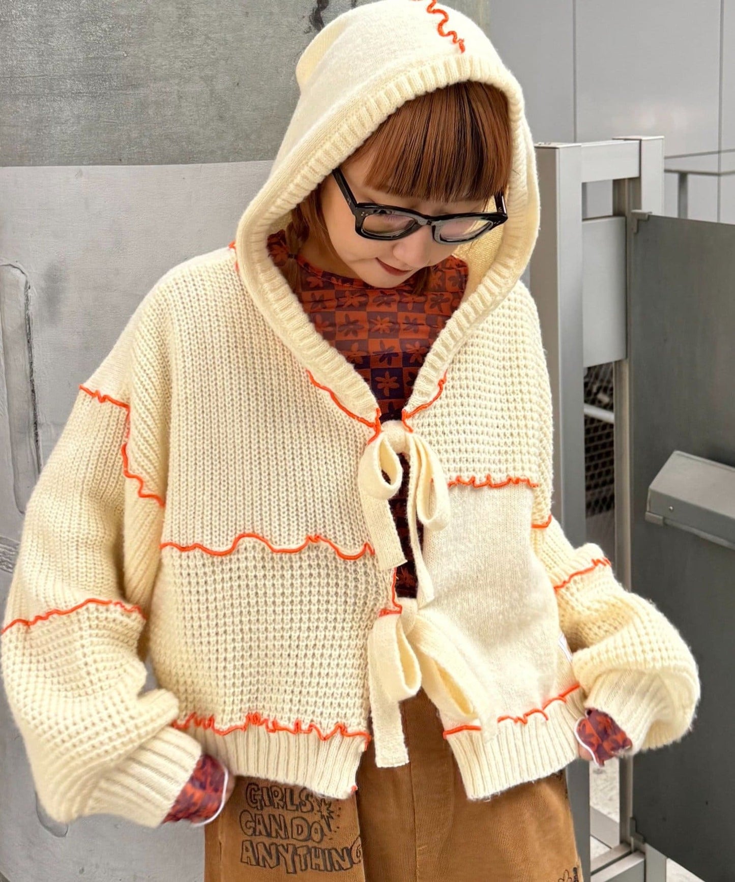 HELLO.SANFRANCISCO 拼色 mellow patchwork hoodie cardigan