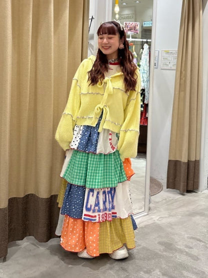 HELLO.SANFRANCISCO 拼色 mellow patchwork hoodie cardigan