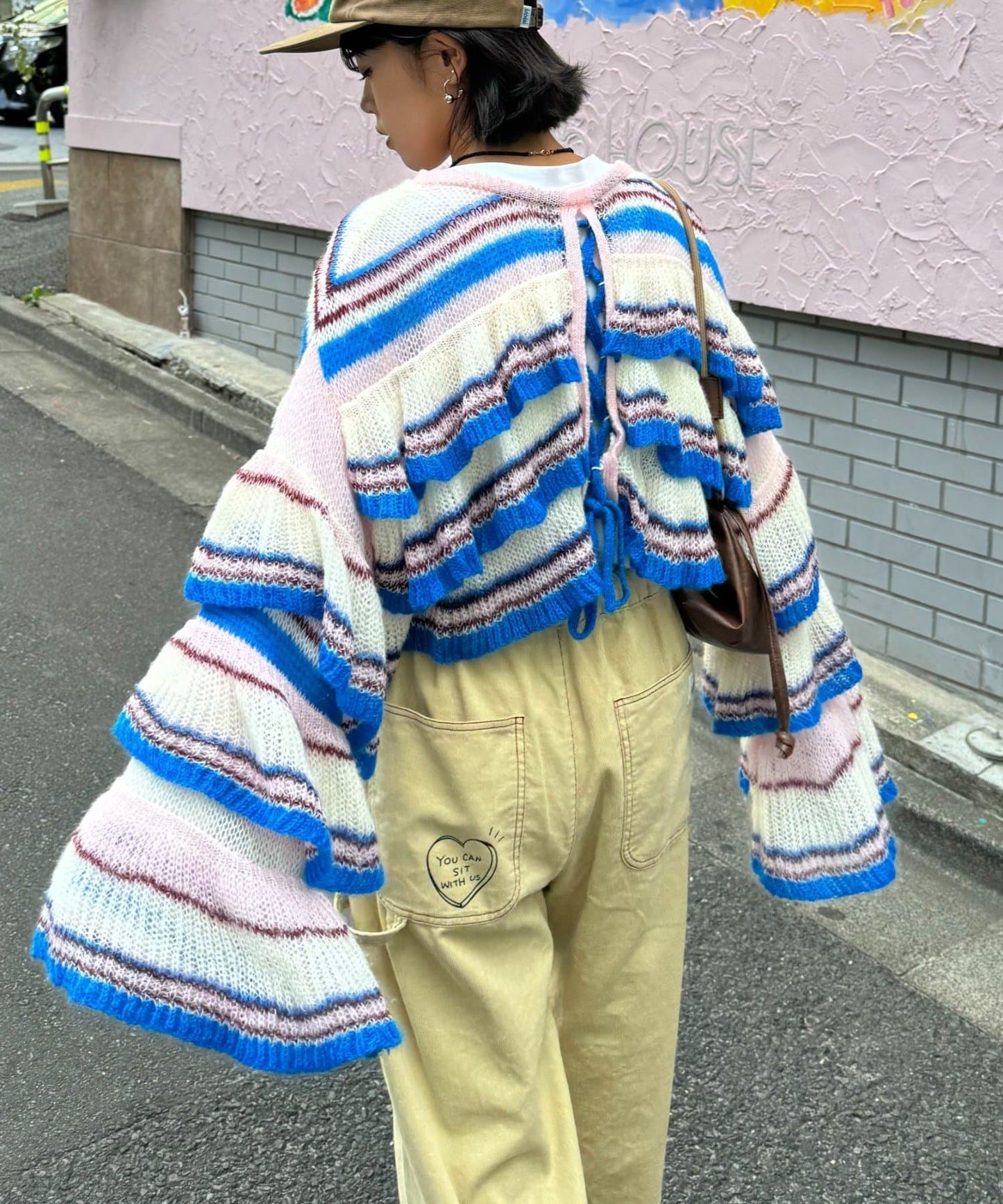 HELLO.SANFRANCISCO Multi-border sheer ruffle knit