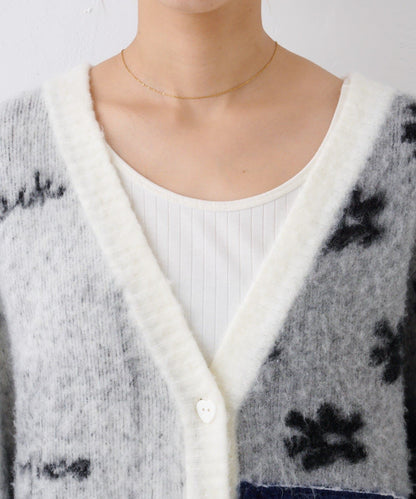 HELLO.SANFRANCISCO 拼接心心紐扣 cardigan