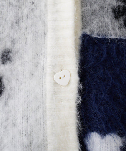 HELLO.SANFRANCISCO 拼接心心紐扣 cardigan