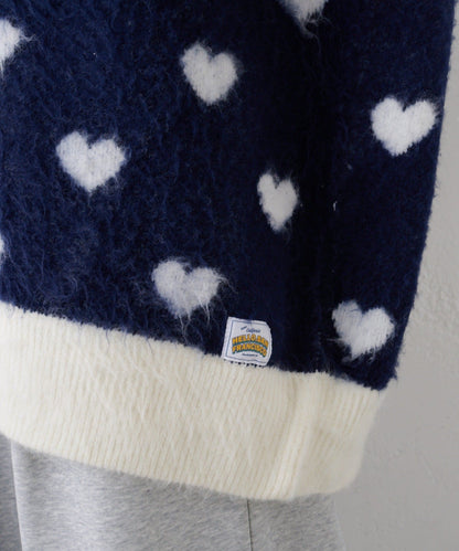 HELLO.SANFRANCISCO 拼接心心紐扣 cardigan