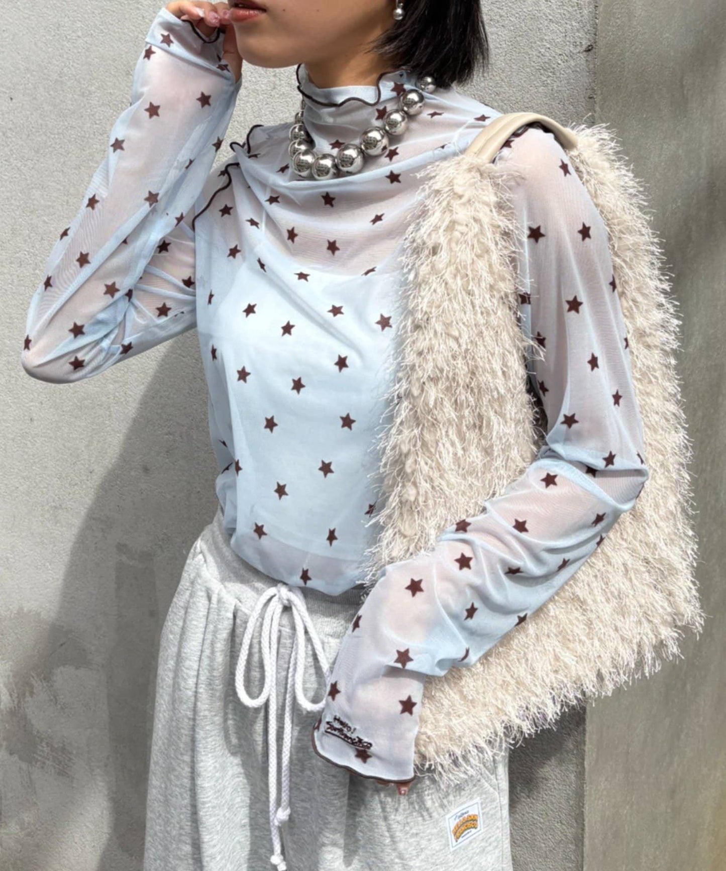 HELLO.SANFRANCISCO 星星 print sheer tops💫