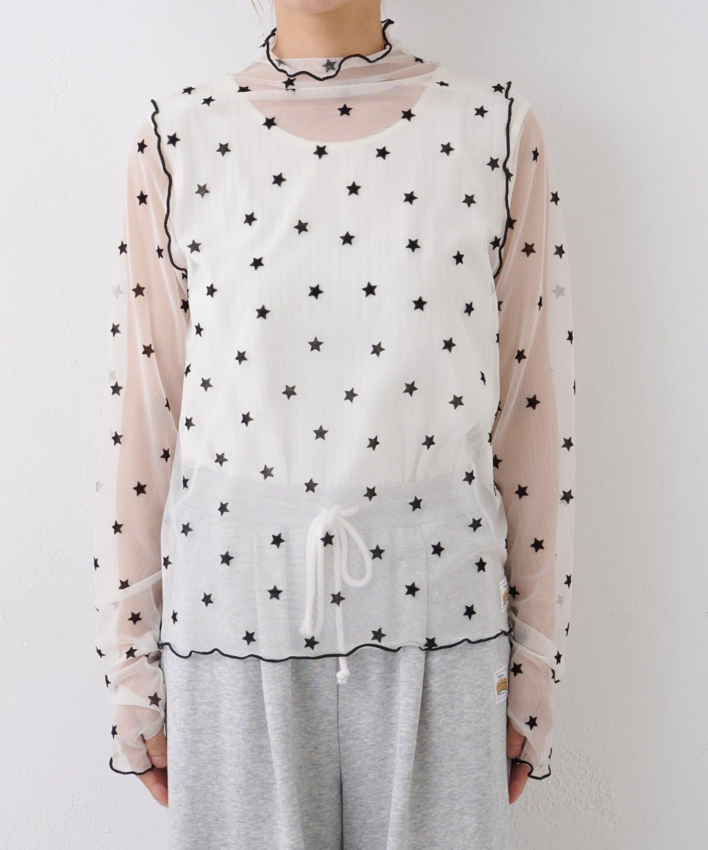 HELLO.SANFRANCISCO 星星 print sheer tops💫